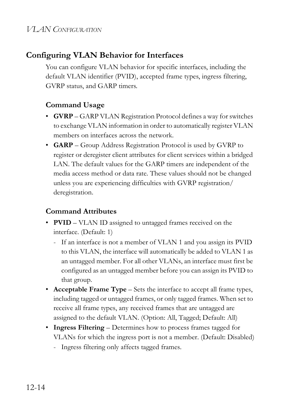 Configuring vlan behavior for interfaces, Configuring vlan behavior for interfaces -14, Vlan c | 14 configuring vlan behavior for interfaces | SMC Networks SMC TigerAccess SMC7824M/FSW User Manual | Page 272 / 748