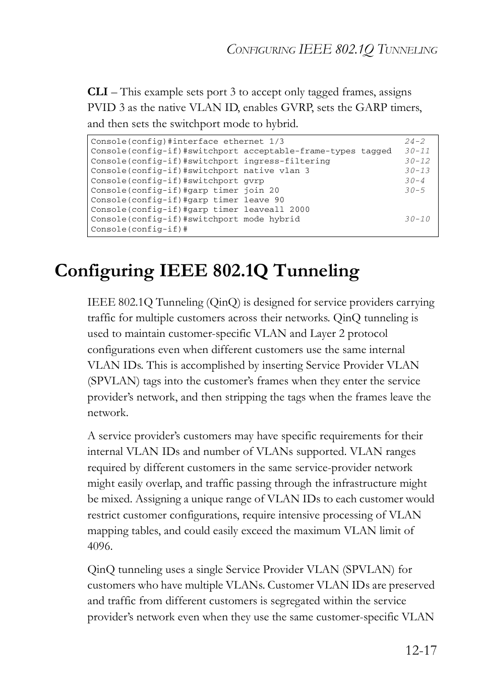 Configuring ieee 802.1q tunneling, Configuring ieee 802.1q tunneling -17, Ieee 802.1q t | SMC Networks SMC TigerAccess SMC7824M/FSW User Manual | Page 275 / 748
