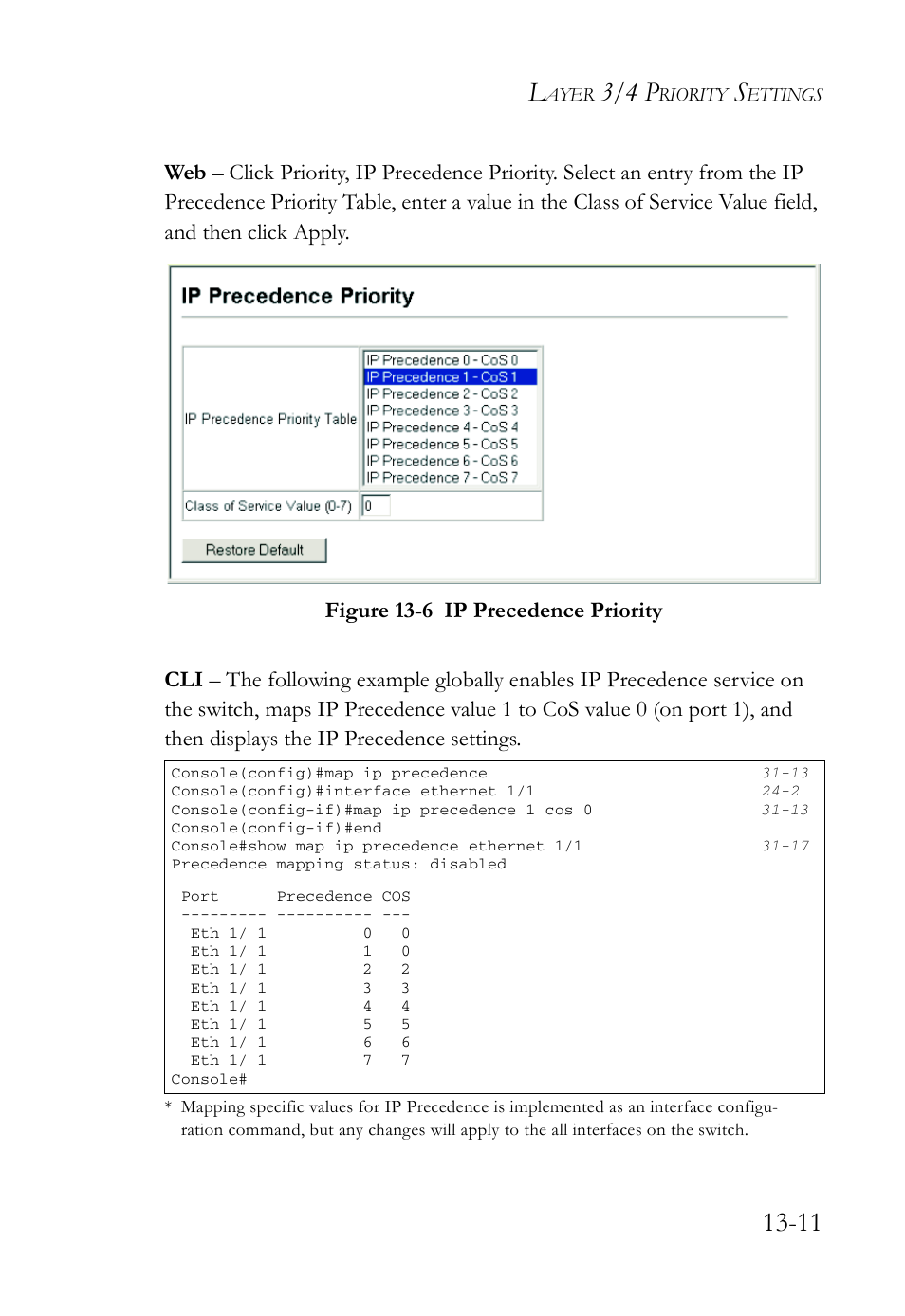 Figure 13-6 ip precedence priority -11, 3/4 p | SMC Networks SMC TigerAccess SMC7824M/FSW User Manual | Page 299 / 748