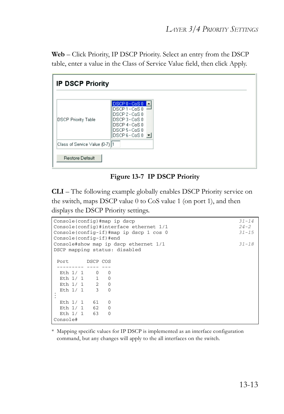 Figure 13-7 ip dscp priority -13, 3/4 p | SMC Networks SMC TigerAccess SMC7824M/FSW User Manual | Page 301 / 748