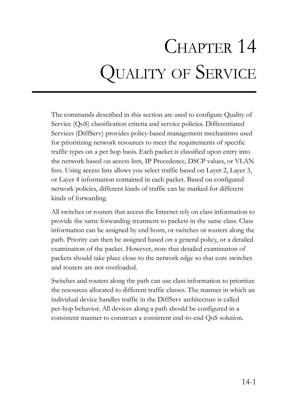 Chapter 14 quality of service, Quality of service -1, Quality of service | 14 q | SMC Networks SMC TigerAccess SMC7824M/FSW User Manual | Page 305 / 748