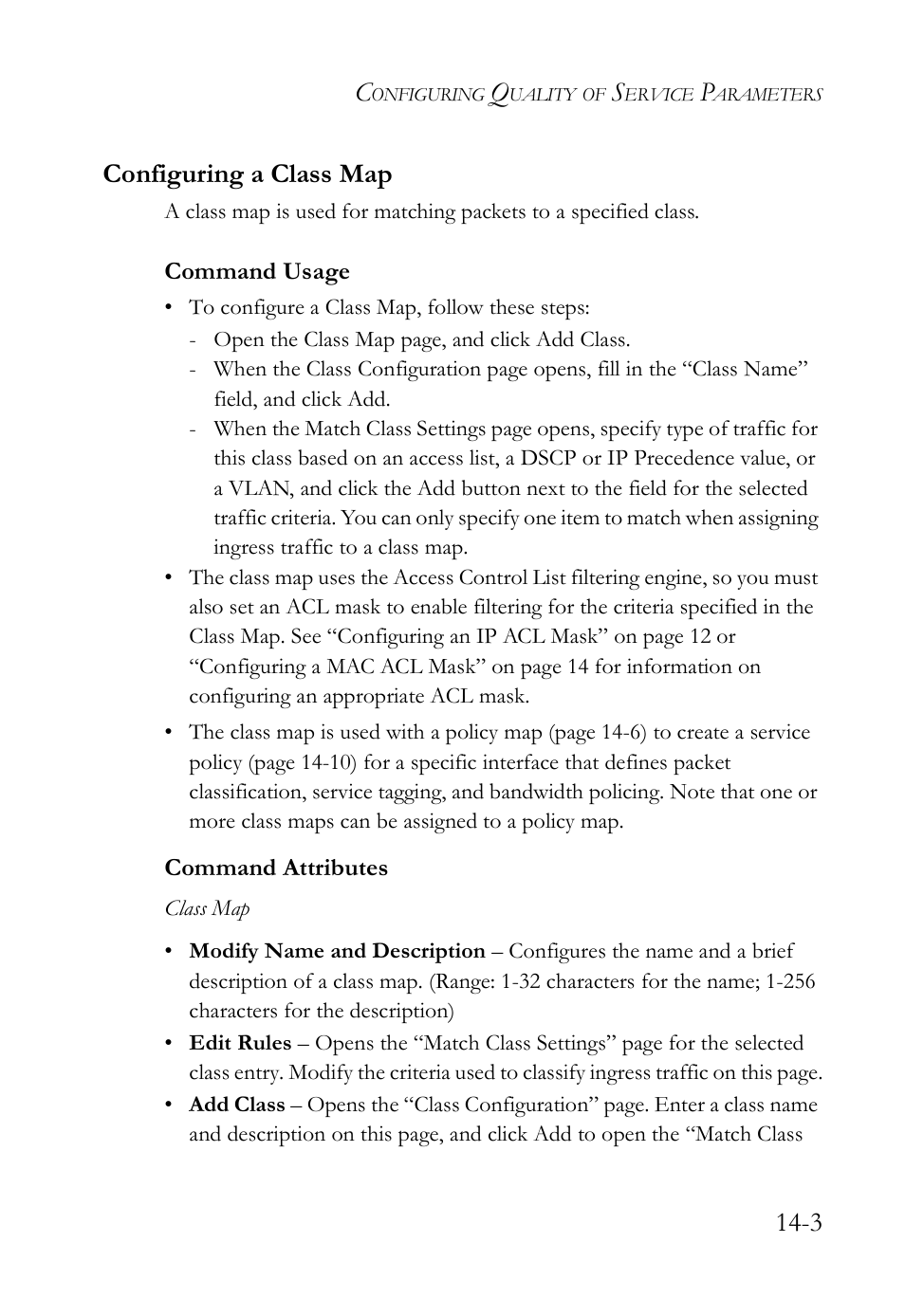 Configuring a class map, Configuring a class map -3, 3 configuring a class map | SMC Networks SMC TigerAccess SMC7824M/FSW User Manual | Page 307 / 748