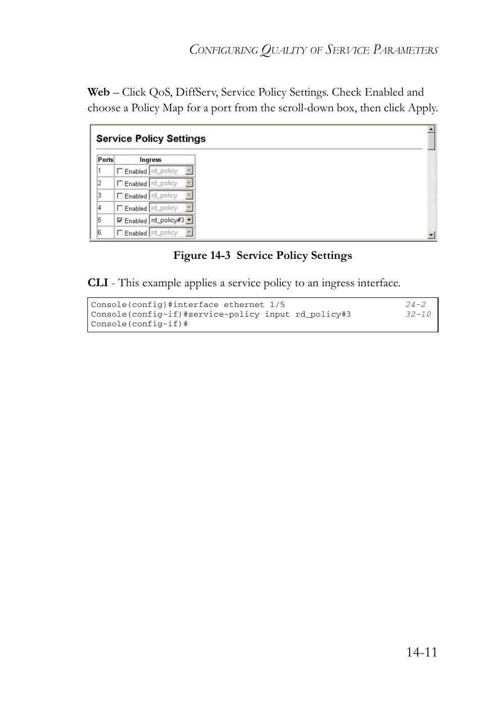 Figure 14-3 service policy settings -11 | SMC Networks SMC TigerAccess SMC7824M/FSW User Manual | Page 315 / 748