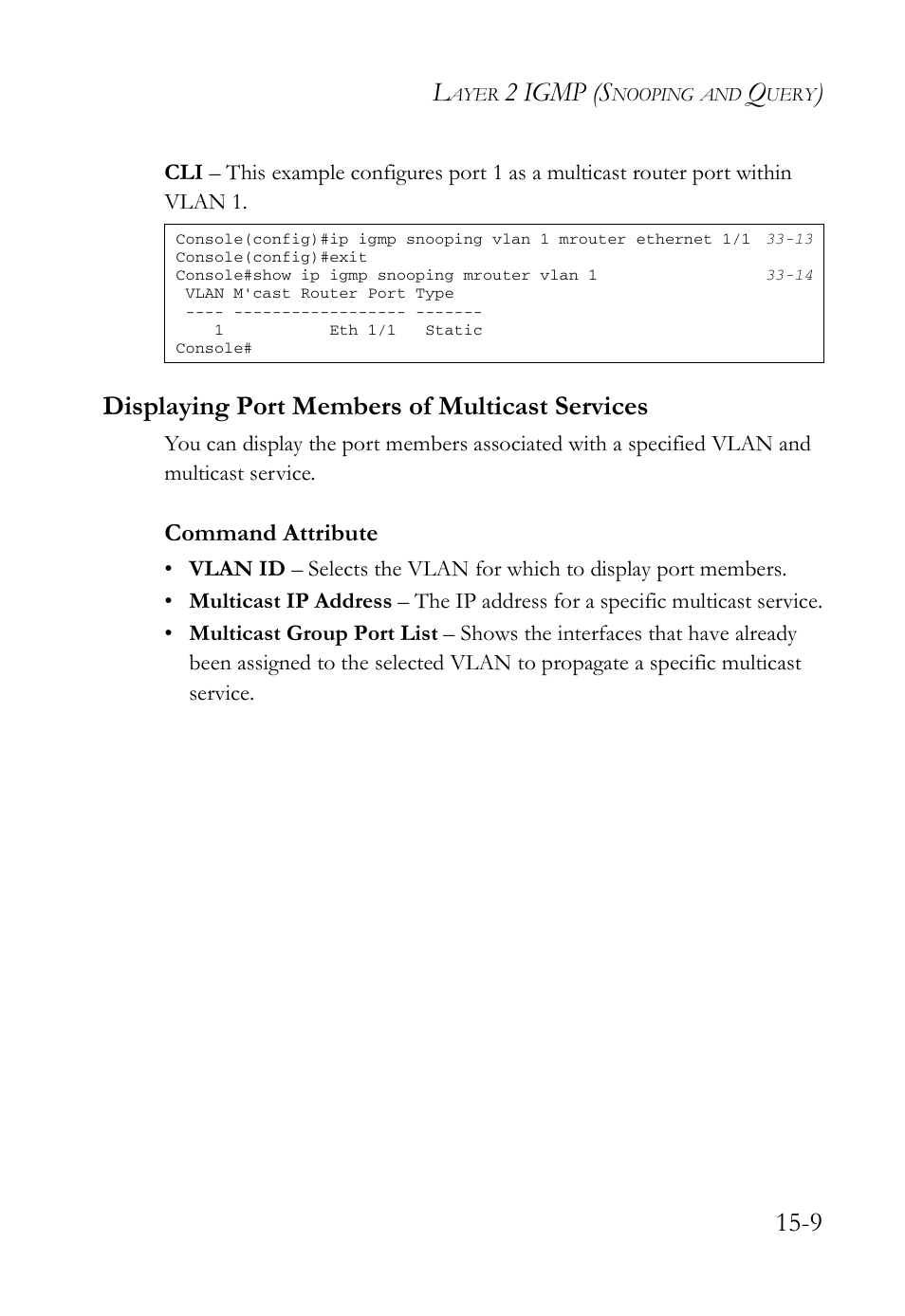 Displaying port members of multicast services, Displaying port members of multicast services -9, 2 igmp (s | SMC Networks SMC TigerAccess SMC7824M/FSW User Manual | Page 325 / 748