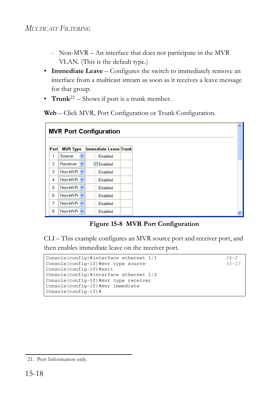 Figure 15-8 mvr port configuration -18 | SMC Networks SMC TigerAccess SMC7824M/FSW User Manual | Page 334 / 748