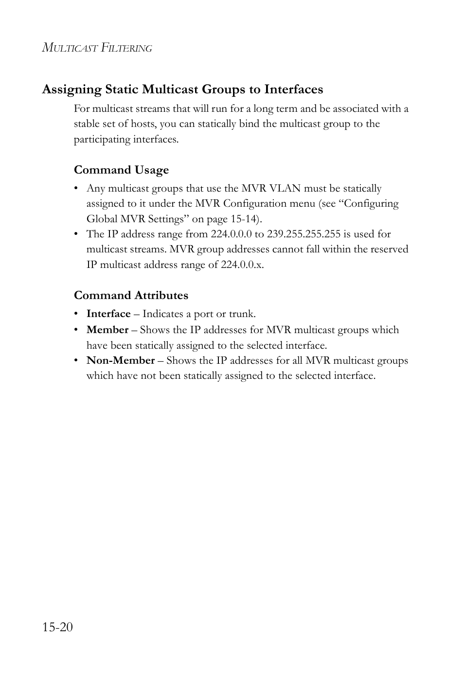 Assigning static multicast groups to interfaces, 20 assigning static multicast groups to interfaces | SMC Networks SMC TigerAccess SMC7824M/FSW User Manual | Page 336 / 748