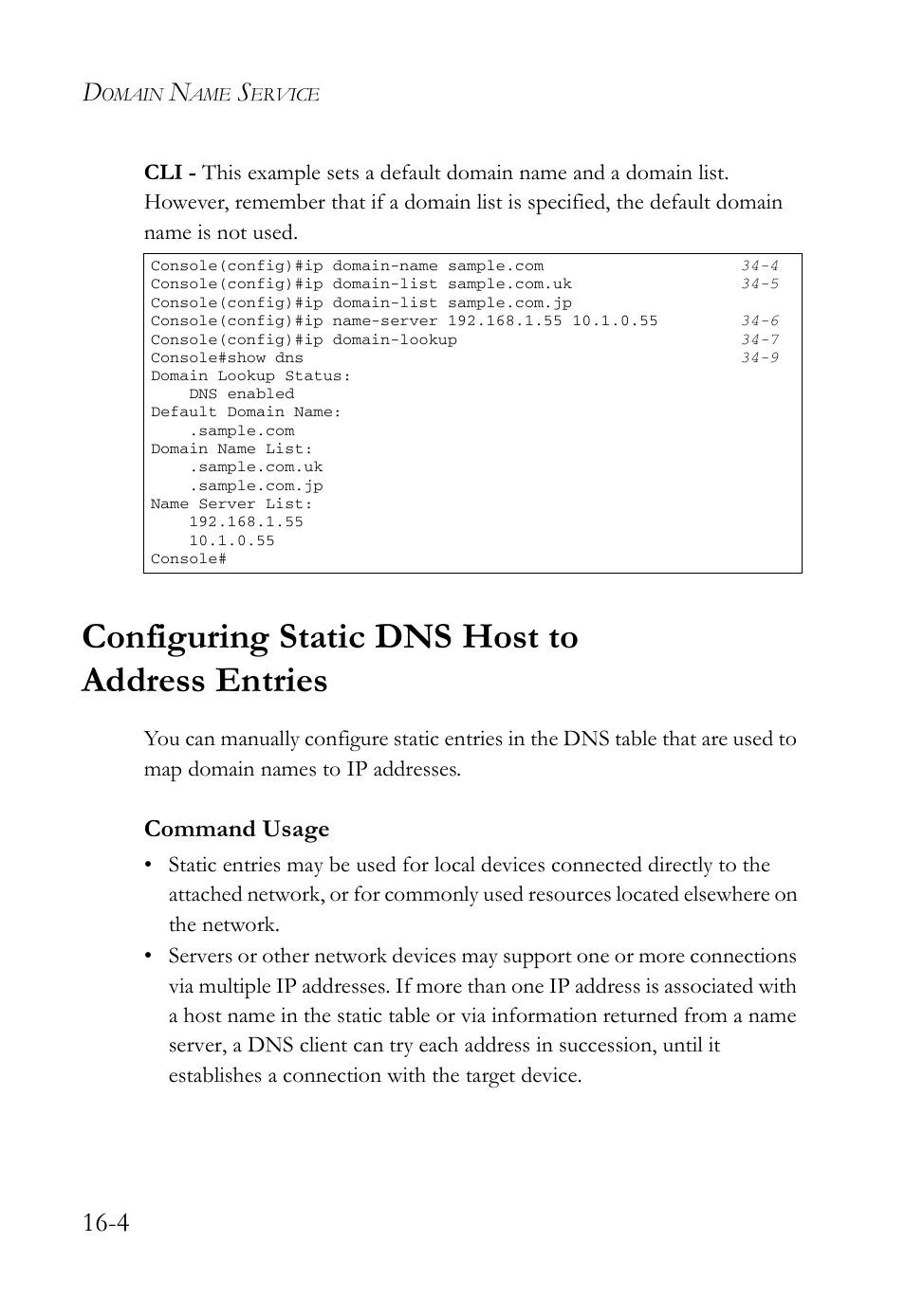 Configuring static dns host to address entries, Configuring static dns host to address entries -4, Command usage | SMC Networks SMC TigerAccess SMC7824M/FSW User Manual | Page 342 / 748
