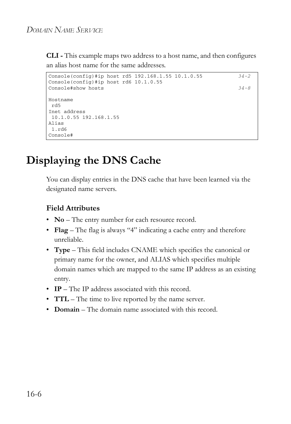Displaying the dns cache, Displaying the dns cache -6 | SMC Networks SMC TigerAccess SMC7824M/FSW User Manual | Page 344 / 748