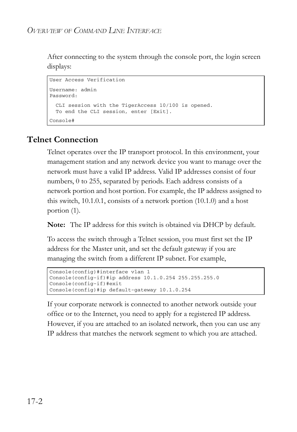 Telnet connection, Telnet connection -2 | SMC Networks SMC TigerAccess SMC7824M/FSW User Manual | Page 350 / 748