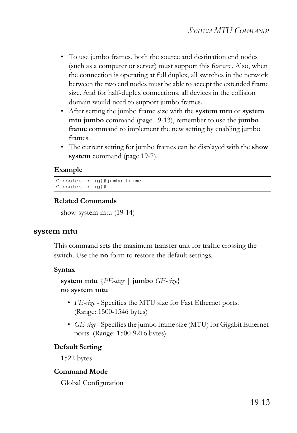 System mtu, System mtu -13, Mtu c | SMC Networks SMC TigerAccess SMC7824M/FSW User Manual | Page 383 / 748