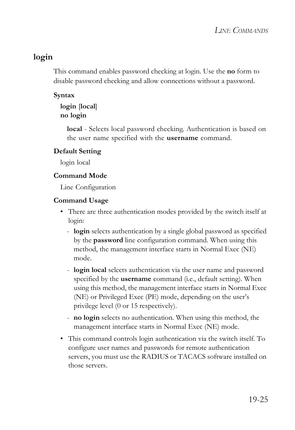 Login, Login -25, 25 login | SMC Networks SMC TigerAccess SMC7824M/FSW User Manual | Page 395 / 748