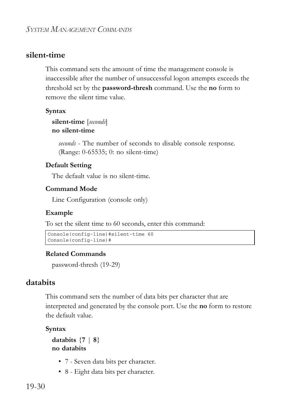 Silent-time, Databits, Silent-time -30 databits -30 | 30 silent-time | SMC Networks SMC TigerAccess SMC7824M/FSW User Manual | Page 400 / 748
