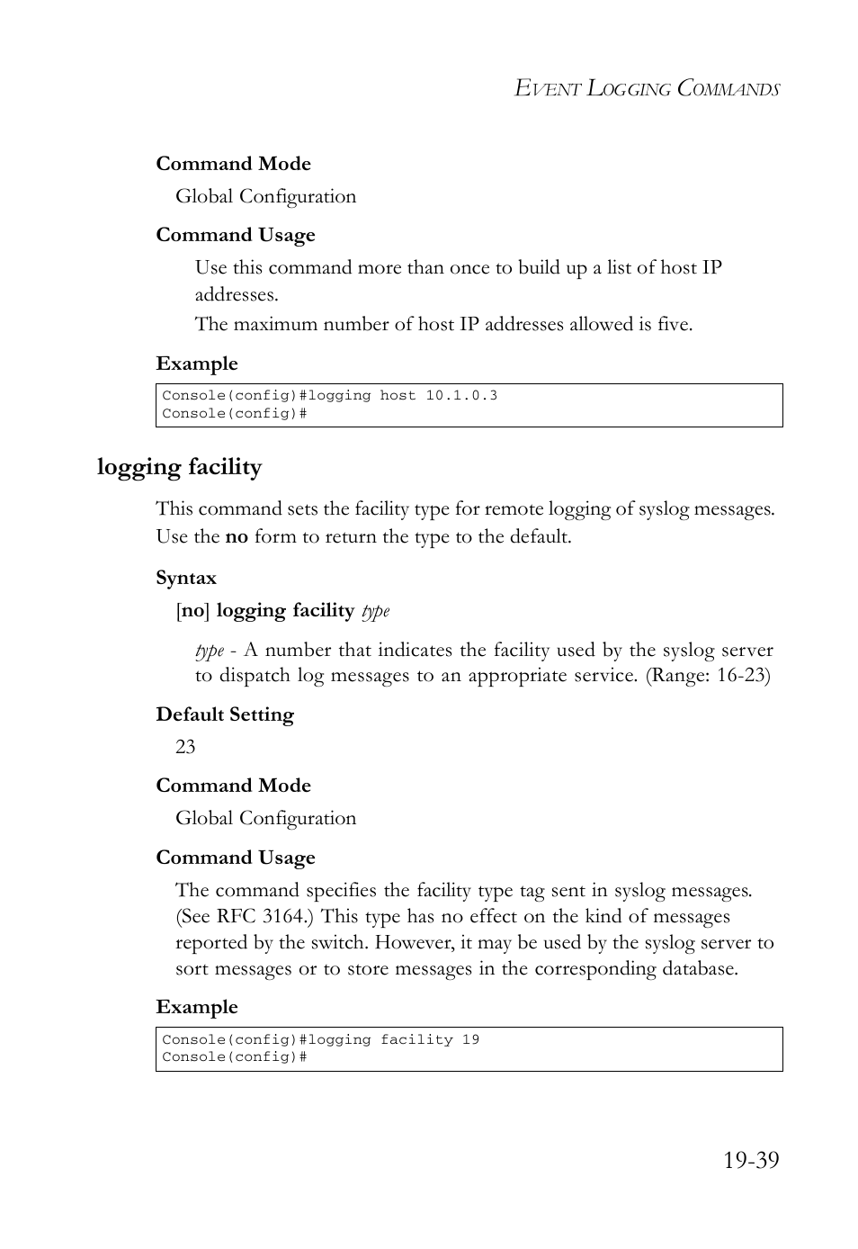 Logging facility, Logging facility -39 | SMC Networks SMC TigerAccess SMC7824M/FSW User Manual | Page 409 / 748