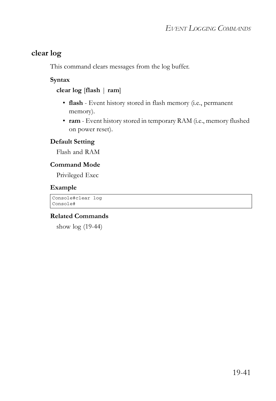 Clear log, Clear log -41, 41 clear log | SMC Networks SMC TigerAccess SMC7824M/FSW User Manual | Page 411 / 748