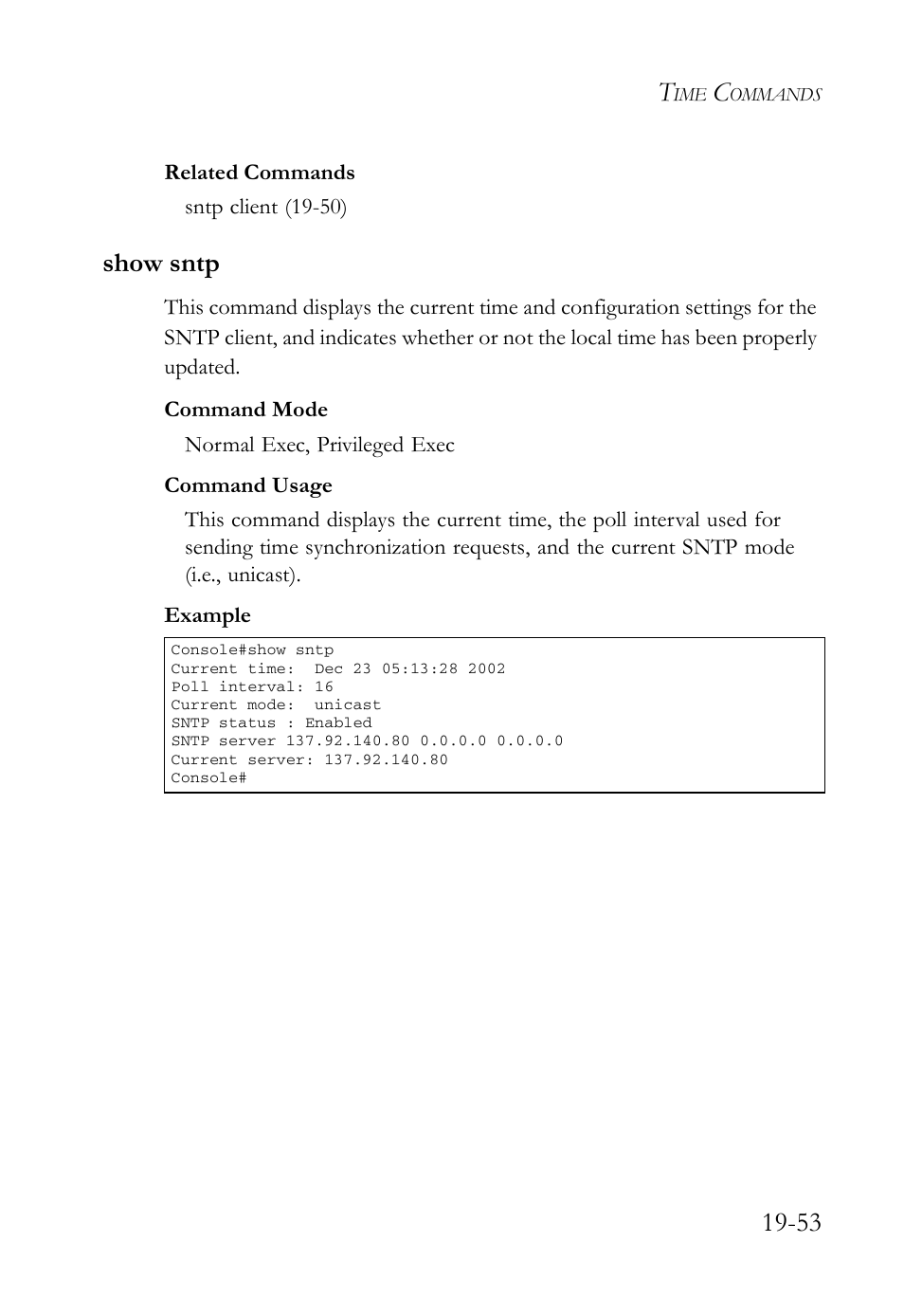 Show sntp, Show sntp -53 | SMC Networks SMC TigerAccess SMC7824M/FSW User Manual | Page 423 / 748