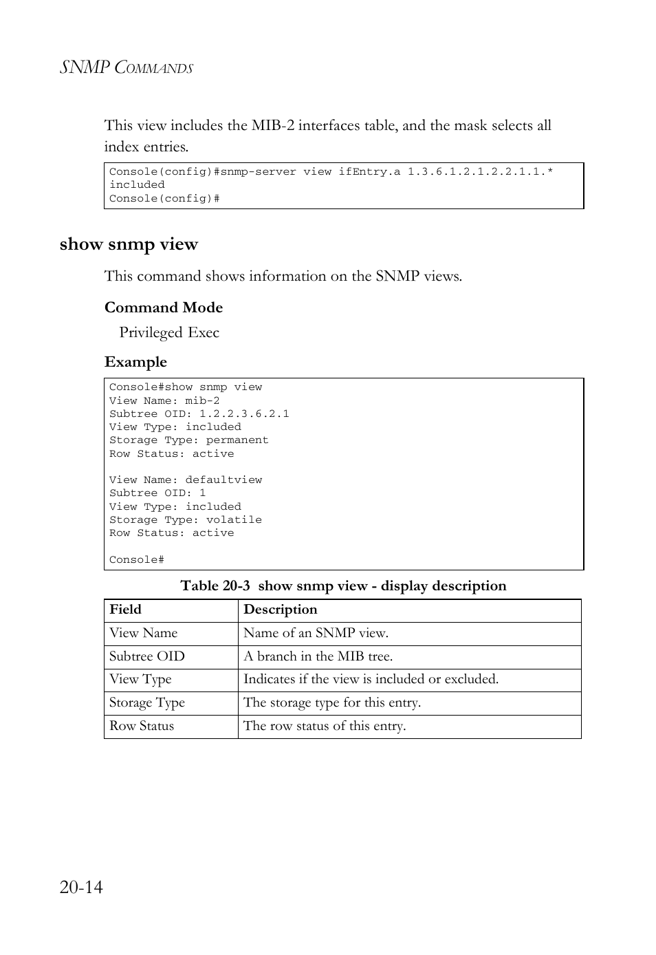 Show snmp view, Show snmp view -14, Snmp c | SMC Networks SMC TigerAccess SMC7824M/FSW User Manual | Page 440 / 748