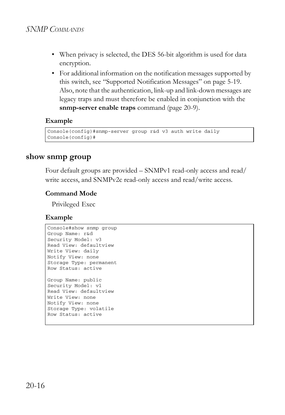 Show snmp group, Show snmp group -16, Snmp c | SMC Networks SMC TigerAccess SMC7824M/FSW User Manual | Page 442 / 748