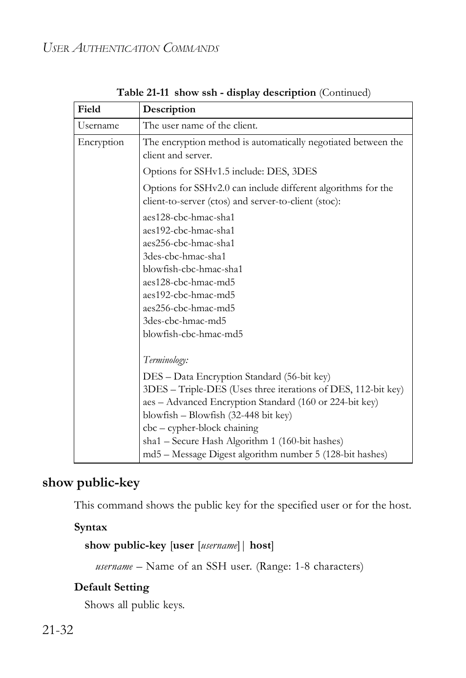 Show public-key, Show public-key -32, 32 show public-key | SMC Networks SMC TigerAccess SMC7824M/FSW User Manual | Page 478 / 748