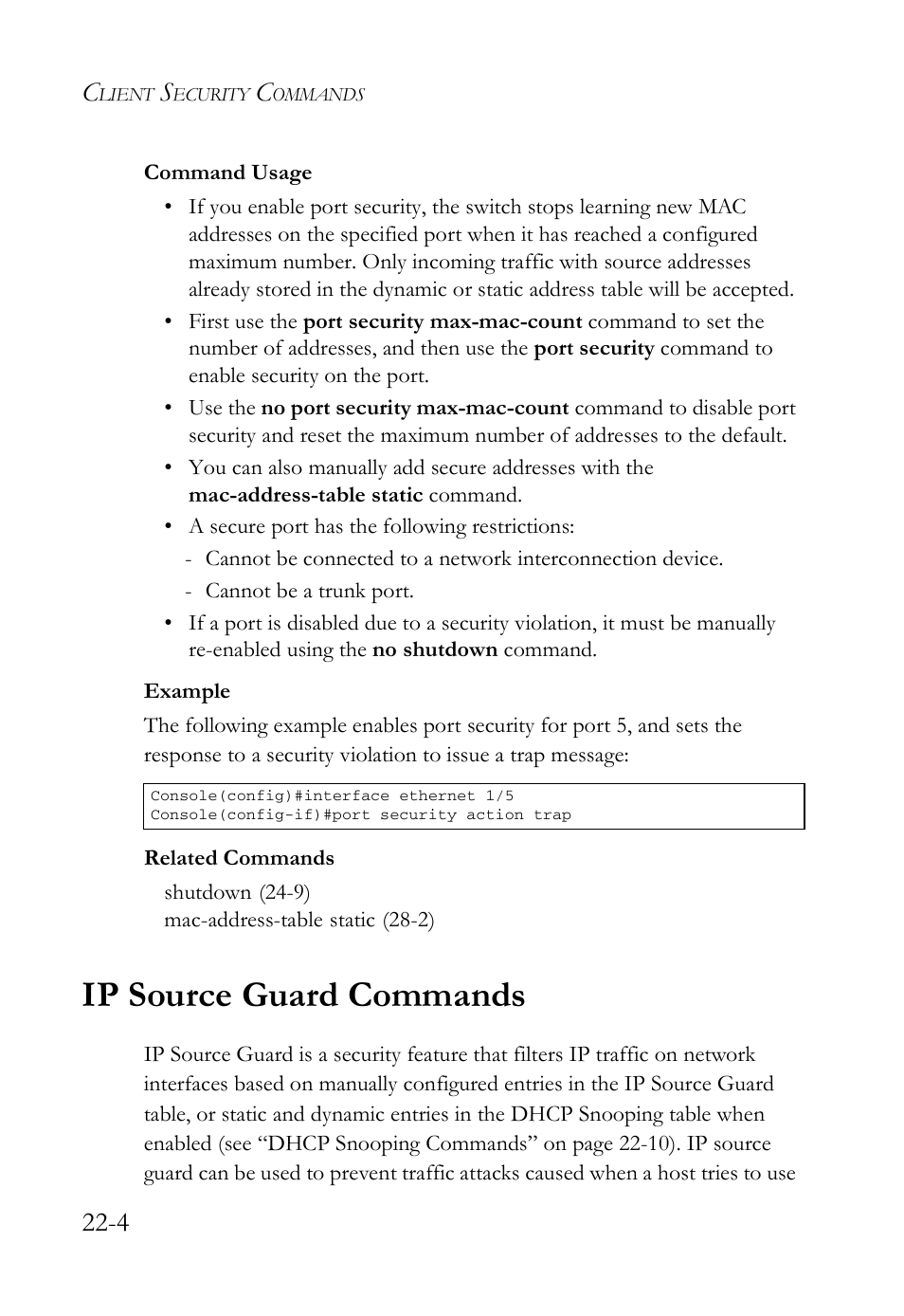 Ip source guard commands, Ip source guard commands -4 | SMC Networks SMC TigerAccess SMC7824M/FSW User Manual | Page 498 / 748