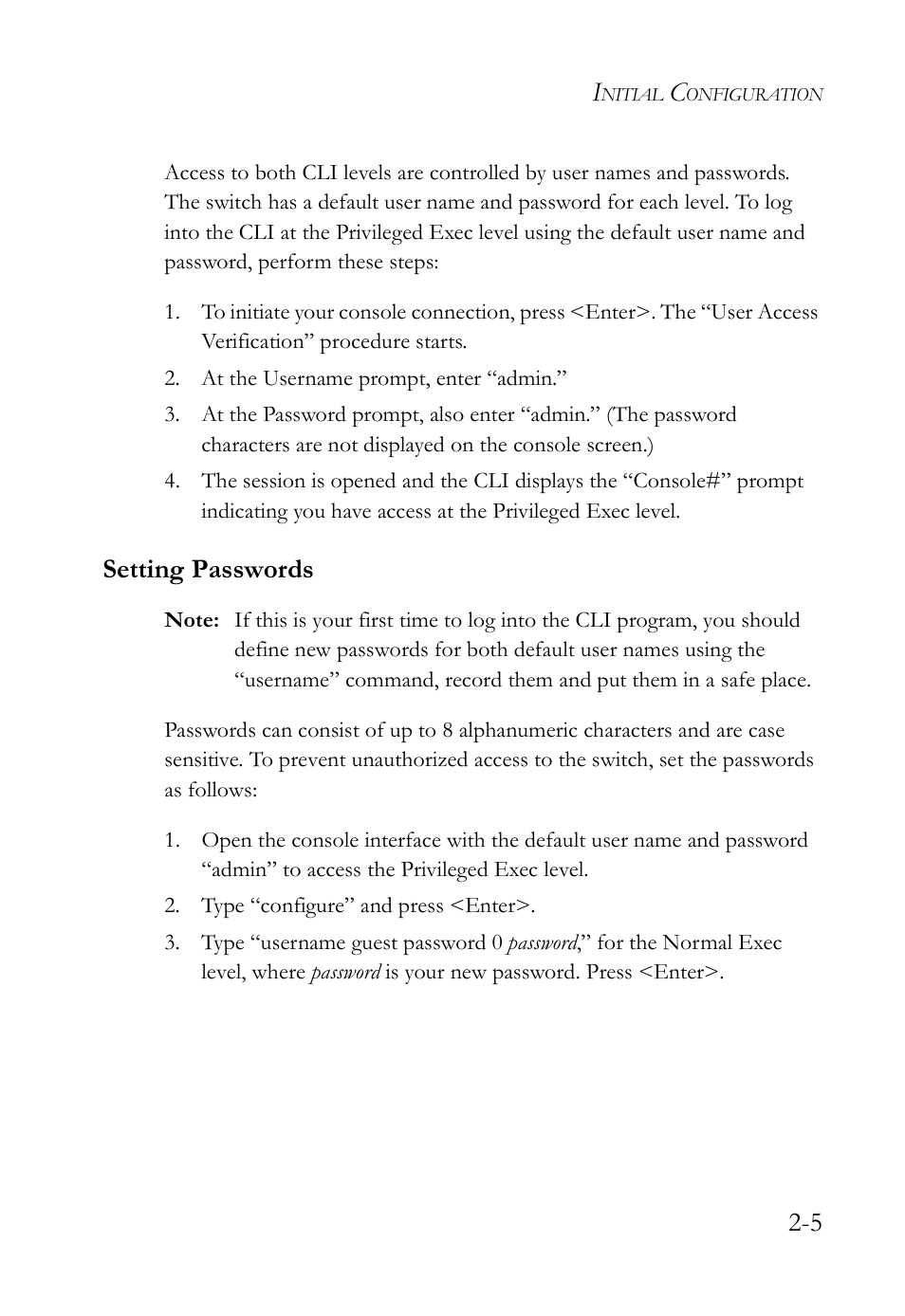 Setting passwords, Setting passwords -5 | SMC Networks SMC TigerAccess SMC7824M/FSW User Manual | Page 51 / 748