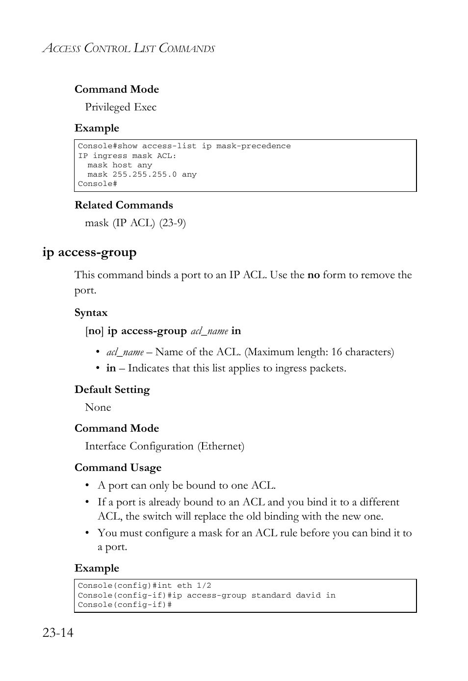 Ip access-group, Ip access-group -14 | SMC Networks SMC TigerAccess SMC7824M/FSW User Manual | Page 528 / 748