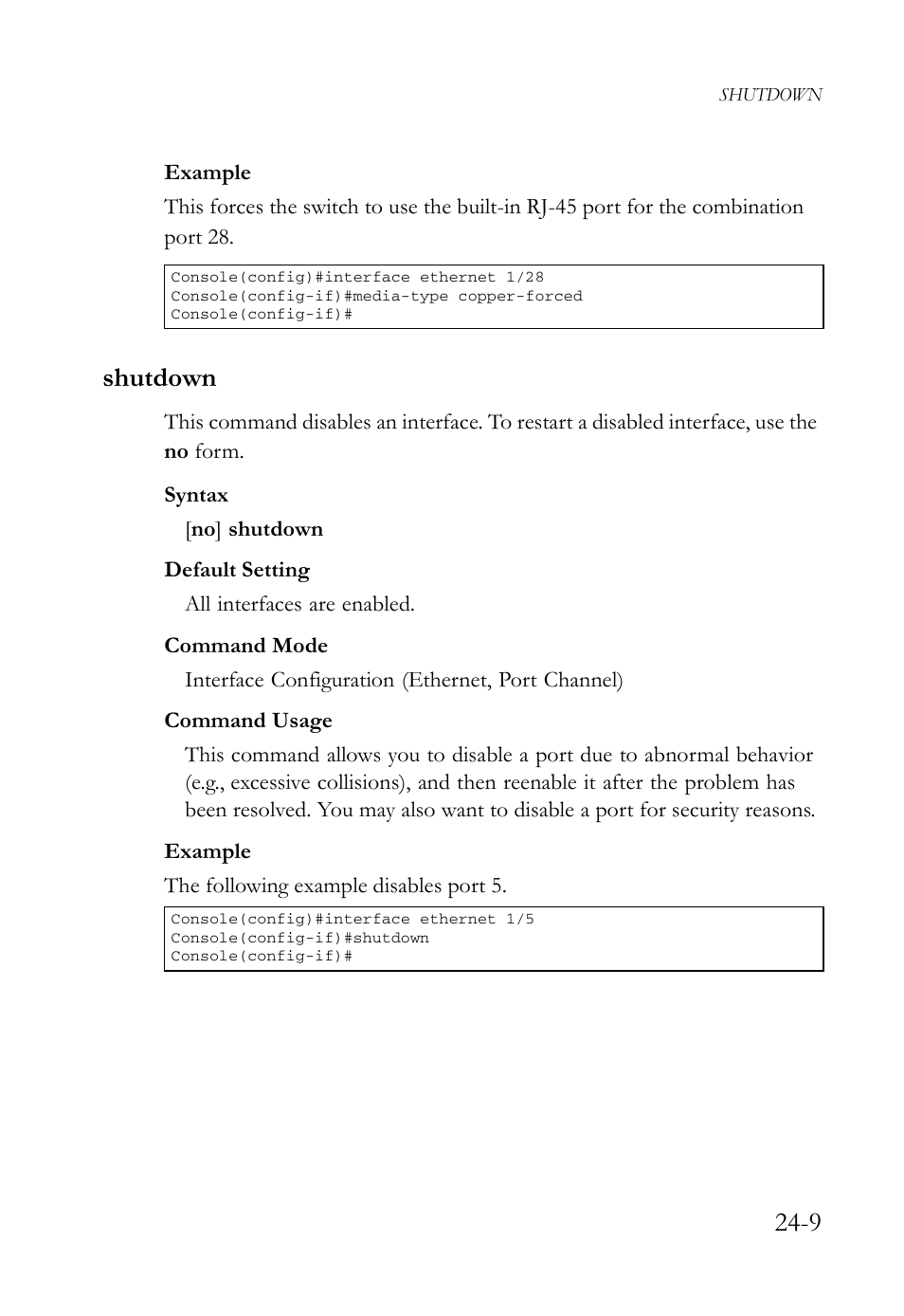 Shutdown, Shutdown -9, Shutdown co | Shutdown (24-9) | SMC Networks SMC TigerAccess SMC7824M/FSW User Manual | Page 549 / 748