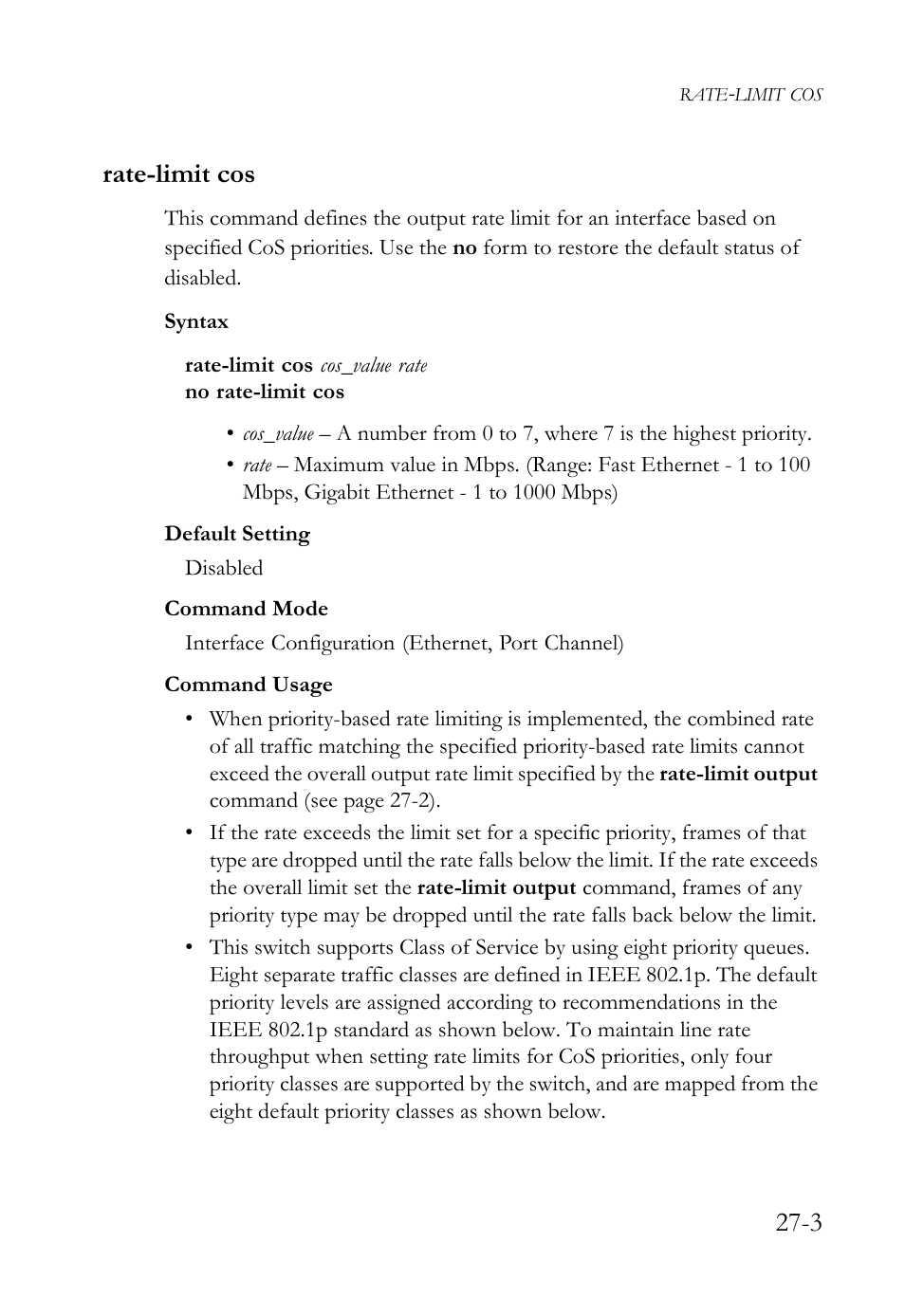 Rate-limit cos, Rate-limit cos -3, 3 rate-limit cos | SMC Networks SMC TigerAccess SMC7824M/FSW User Manual | Page 579 / 748