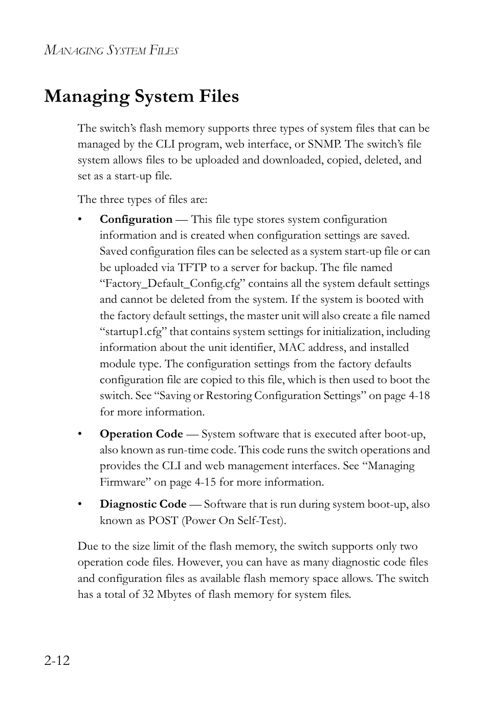 Managing system files, Managing system files -12 | SMC Networks SMC TigerAccess SMC7824M/FSW User Manual | Page 58 / 748