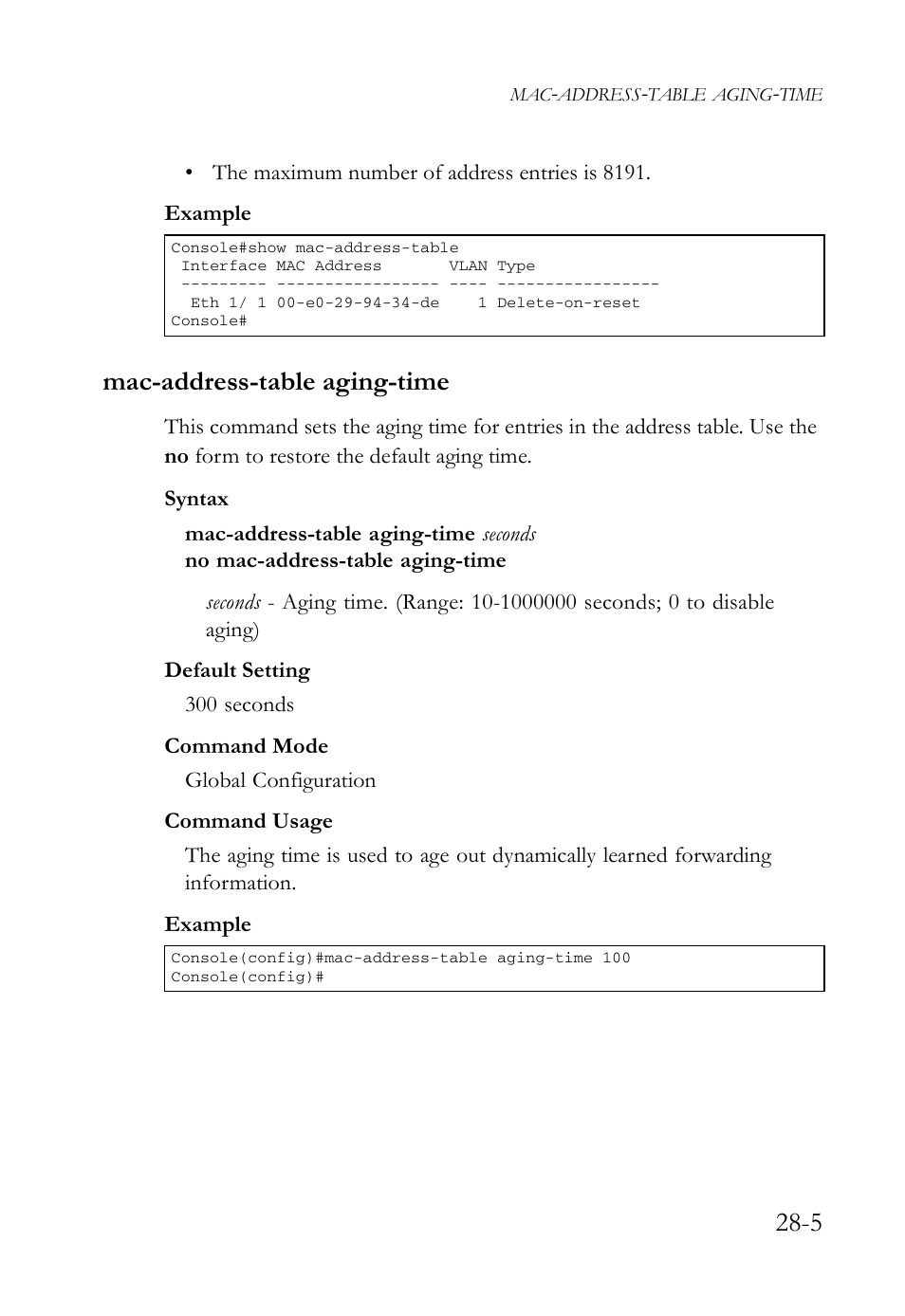 Mac-address-table aging-time, Mac-address-table aging-time -5 | SMC Networks SMC TigerAccess SMC7824M/FSW User Manual | Page 587 / 748