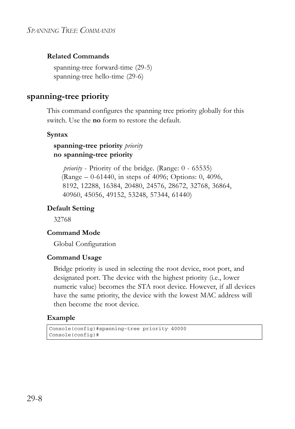 Spanning-tree priority, Spanning-tree priority -8 | SMC Networks SMC TigerAccess SMC7824M/FSW User Manual | Page 596 / 748