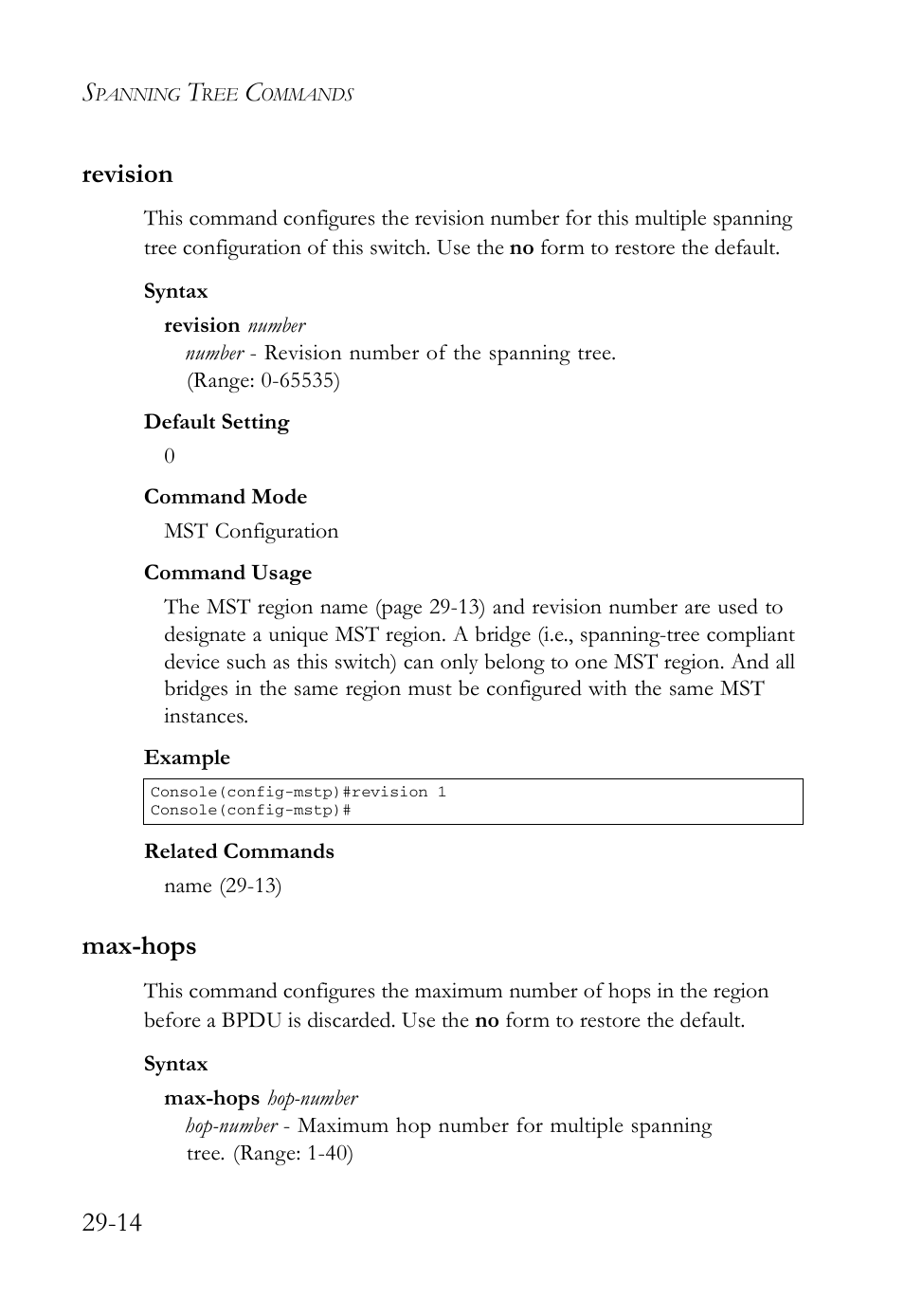 Revision, Max-hops, Revision -14 max-hops -14 | Revision (29-14) max-hops (29-14), 14 revision | SMC Networks SMC TigerAccess SMC7824M/FSW User Manual | Page 602 / 748