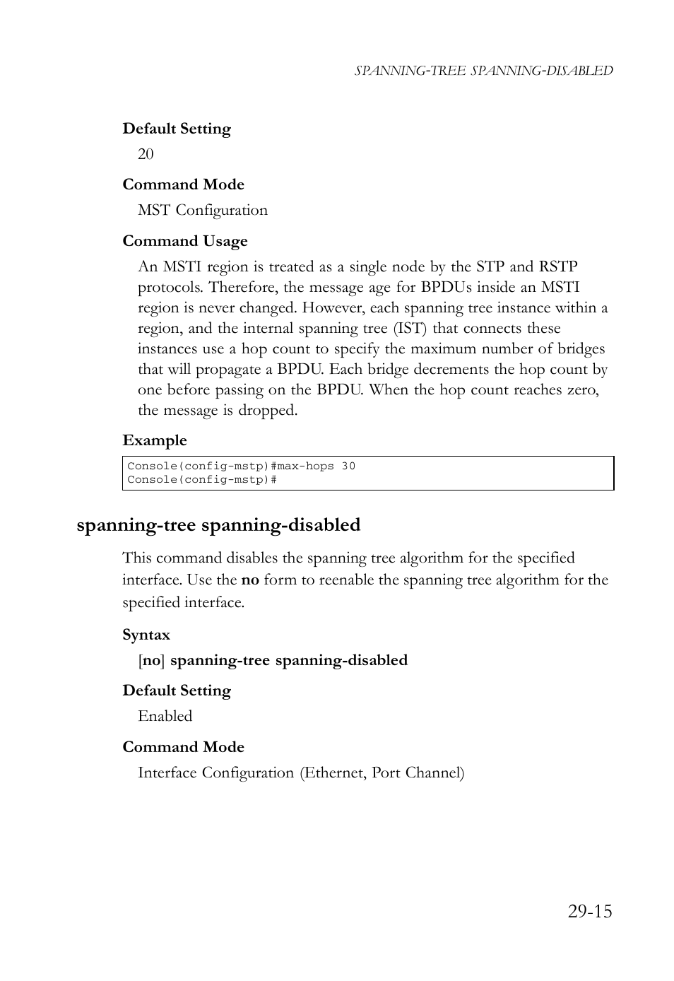 Spanning-tree spanning-disabled, Spanning-tree spanning-disabled -15 | SMC Networks SMC TigerAccess SMC7824M/FSW User Manual | Page 603 / 748