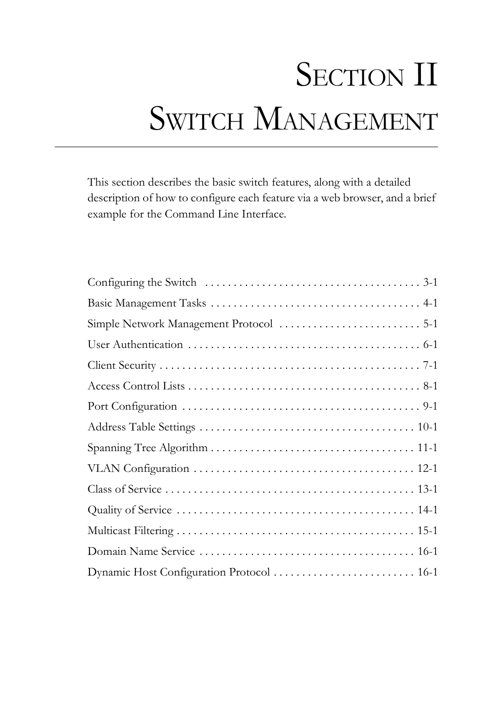 Section ii switch management, Ii s, Ection | Witch, Anagement | SMC Networks SMC TigerAccess SMC7824M/FSW User Manual | Page 61 / 748