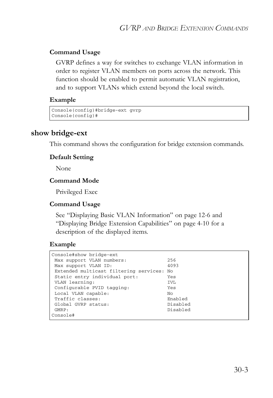 Show bridge-ext, Show bridge-ext -3, Gvrp | SMC Networks SMC TigerAccess SMC7824M/FSW User Manual | Page 619 / 748