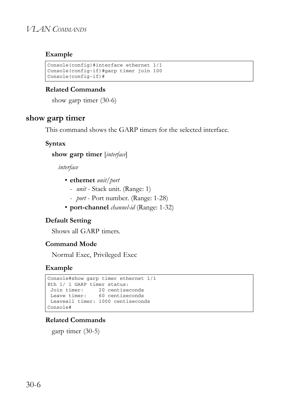 Show garp timer, Show garp timer -6, Vlan c | SMC Networks SMC TigerAccess SMC7824M/FSW User Manual | Page 622 / 748