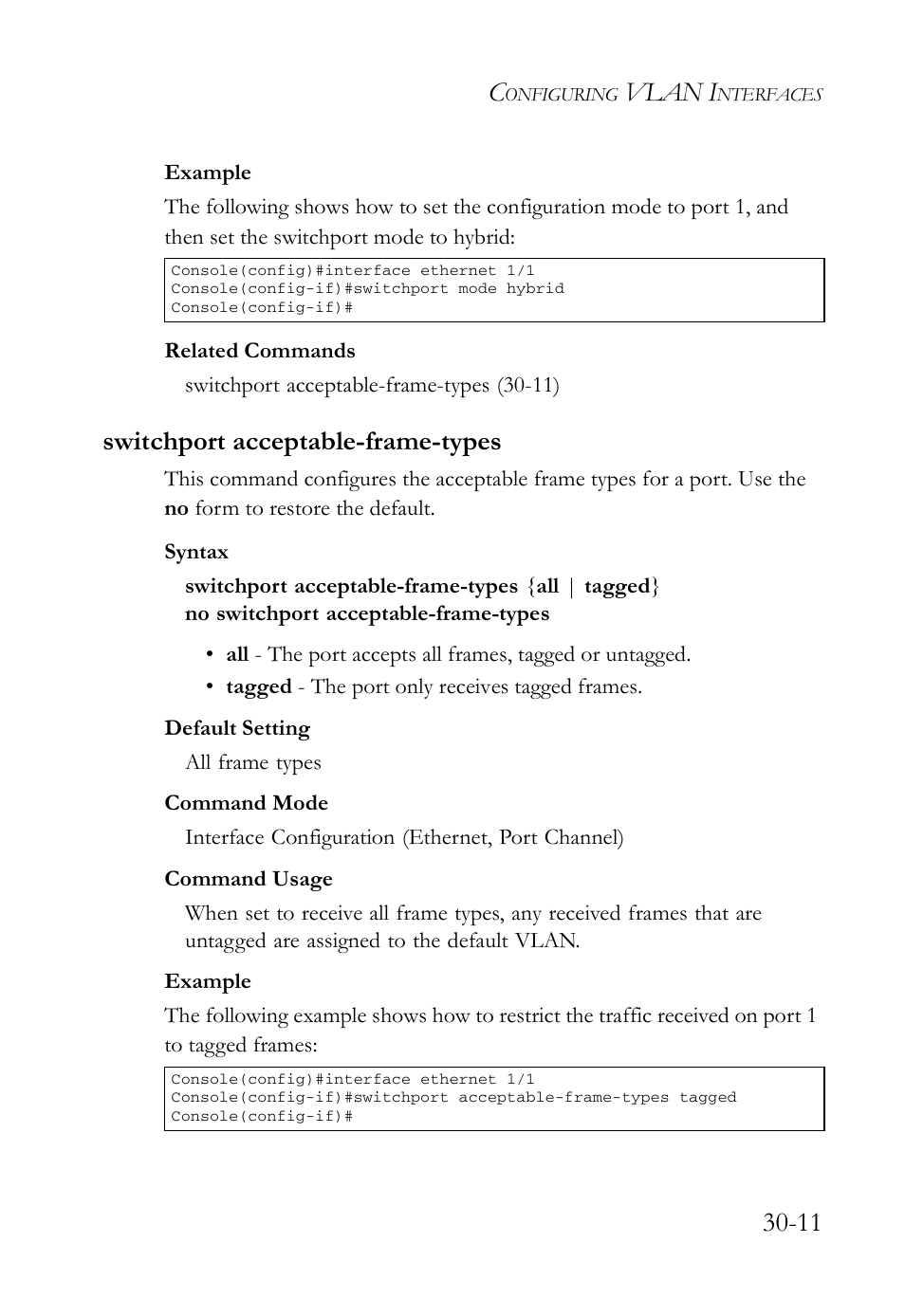 Switchport acceptable-frame-types, Switchport acceptable-frame-types -11, Vlan i | SMC Networks SMC TigerAccess SMC7824M/FSW User Manual | Page 627 / 748