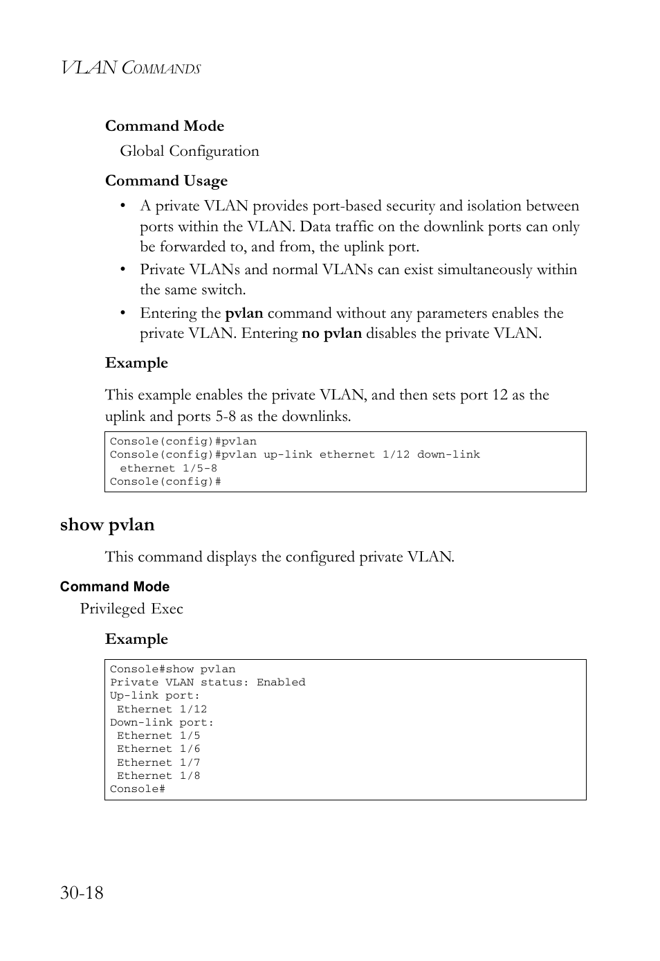Show pvlan, Show pvlan -18, Vlan c | SMC Networks SMC TigerAccess SMC7824M/FSW User Manual | Page 634 / 748