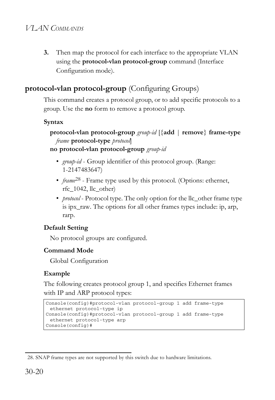 Protocol-vlan protocol-group (configuring groups), Vlan c | SMC Networks SMC TigerAccess SMC7824M/FSW User Manual | Page 636 / 748