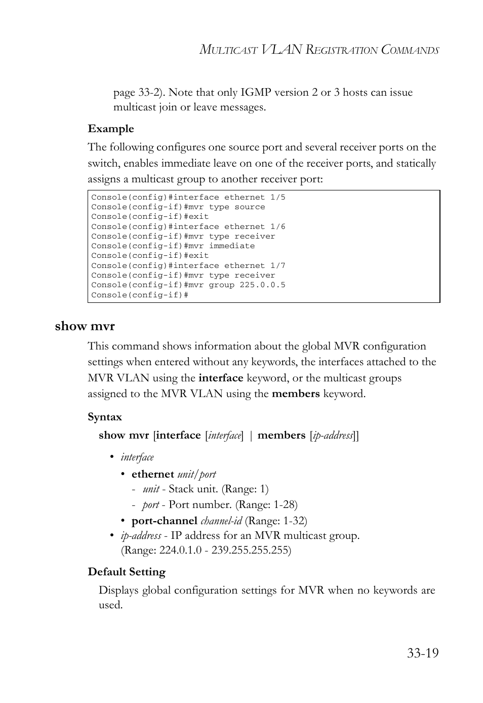 Show mvr, Show mvr -19, Vlan r | SMC Networks SMC TigerAccess SMC7824M/FSW User Manual | Page 697 / 748