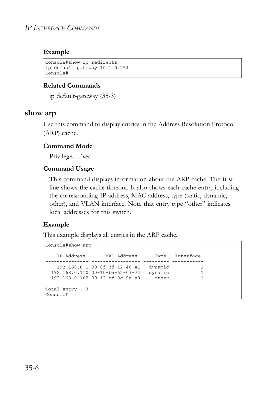 Show arp, Show arp -6, Ip i | SMC Networks SMC TigerAccess SMC7824M/FSW User Manual | Page 716 / 748