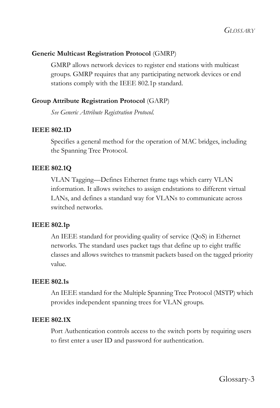 Glossary-3 | SMC Networks SMC TigerAccess SMC7824M/FSW User Manual | Page 733 / 748