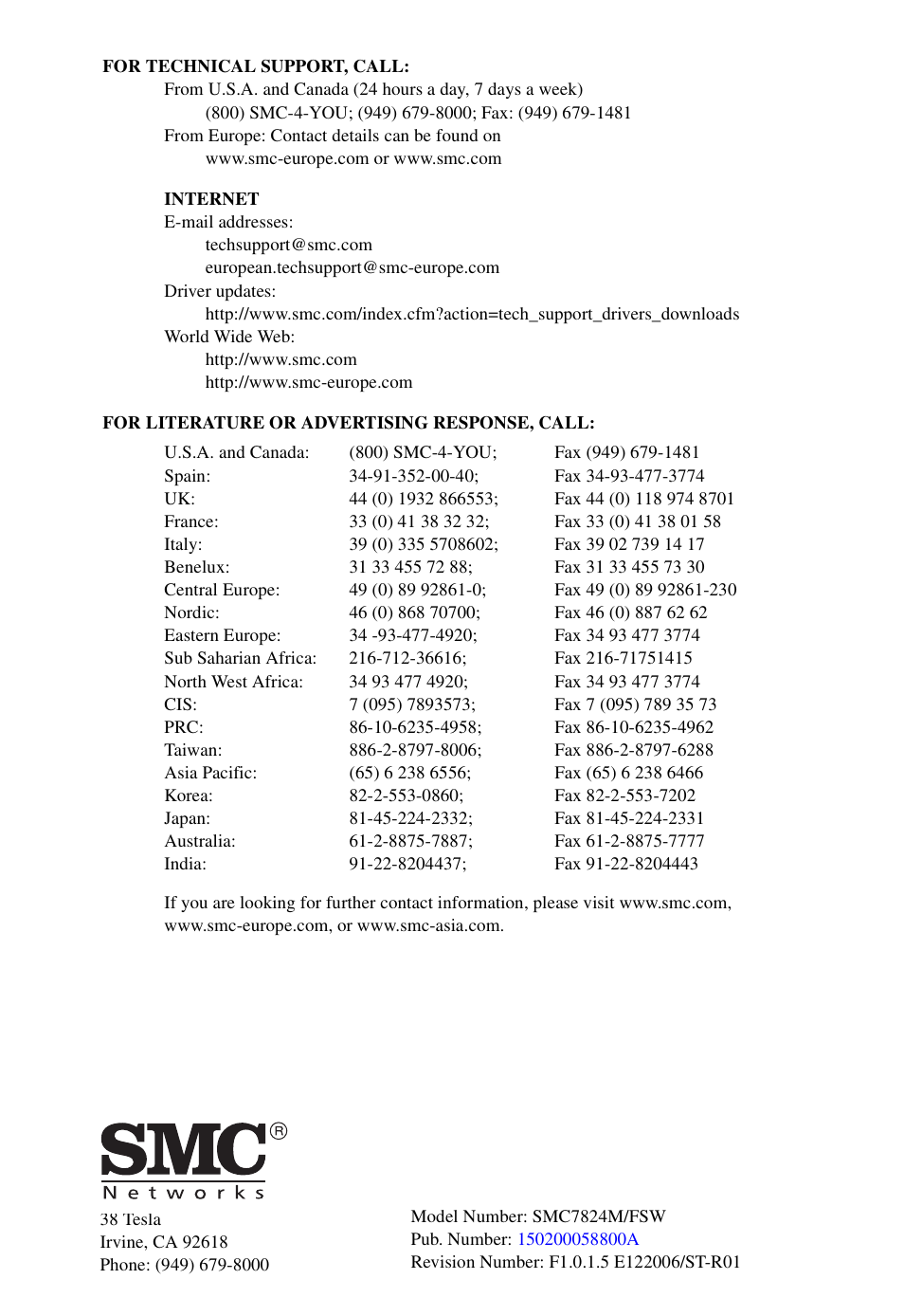SMC Networks SMC TigerAccess SMC7824M/FSW User Manual | Page 748 / 748