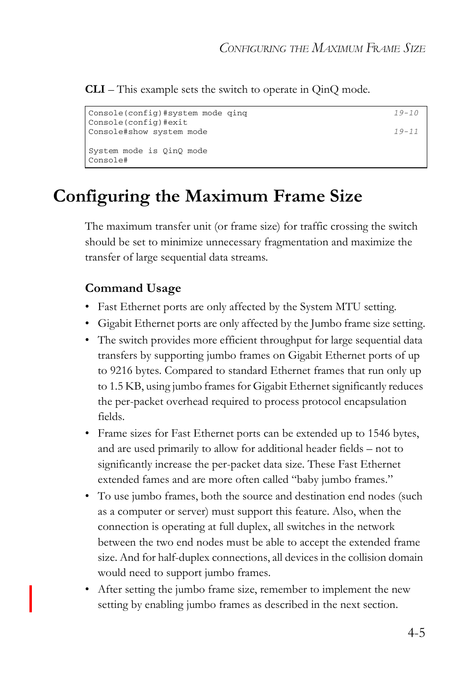 Configuring the maximum frame size, Configuring the maximum frame size -5 | SMC Networks SMC TigerAccess SMC7824M/FSW User Manual | Page 79 / 748