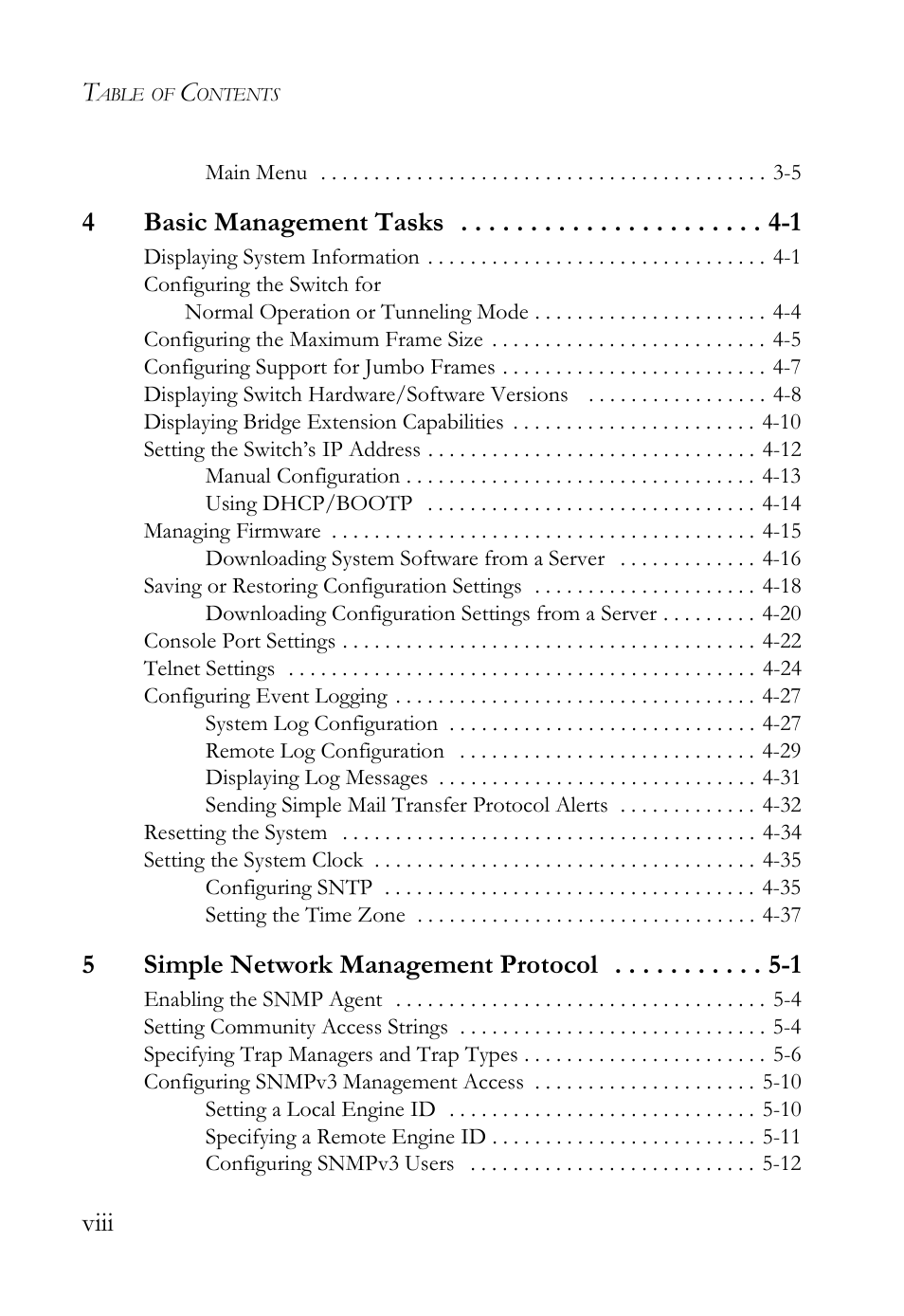 Viii, 4basic management tasks -1, 5simple network management protocol -1 | SMC Networks SMC TigerAccess SMC7824M/FSW User Manual | Page 8 / 748