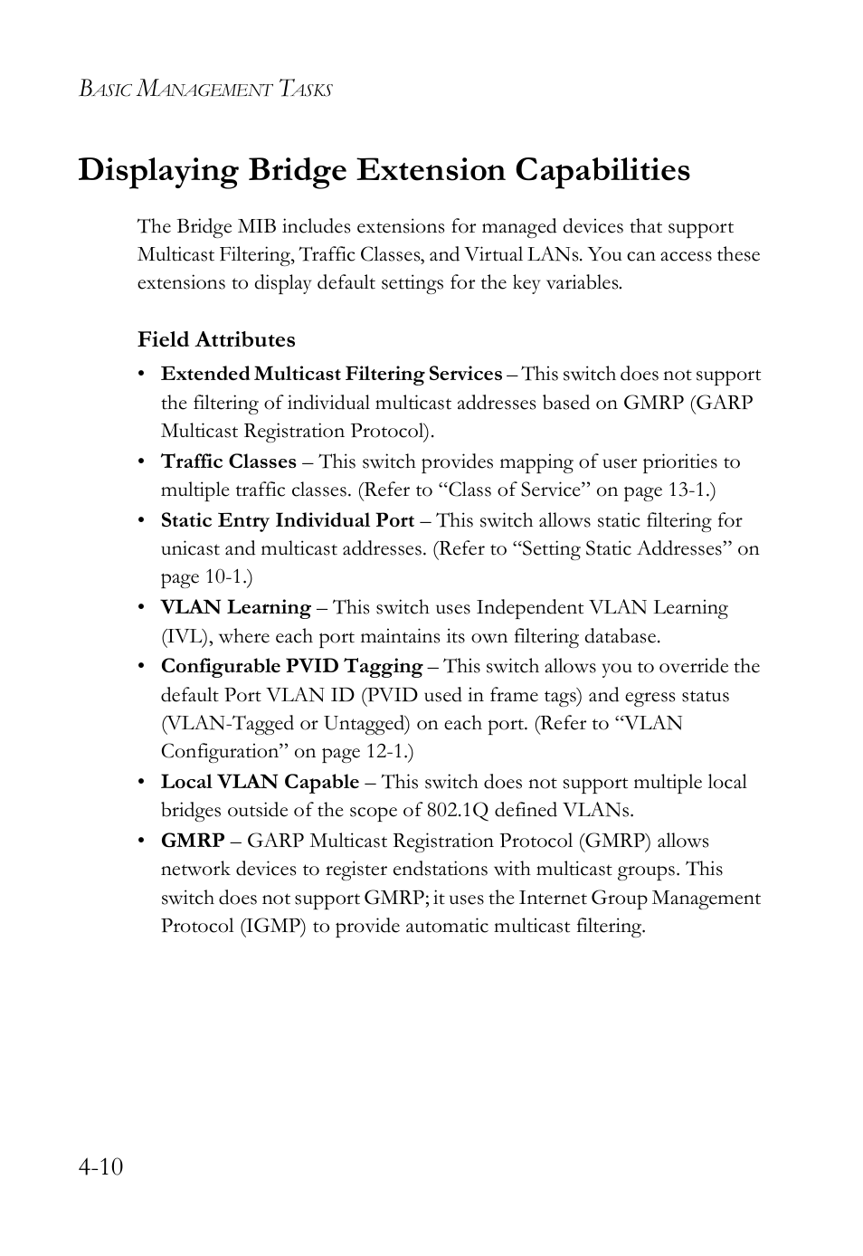 Displaying bridge extension capabilities, Displaying bridge extension capabilities -10 | SMC Networks SMC TigerAccess SMC7824M/FSW User Manual | Page 84 / 748
