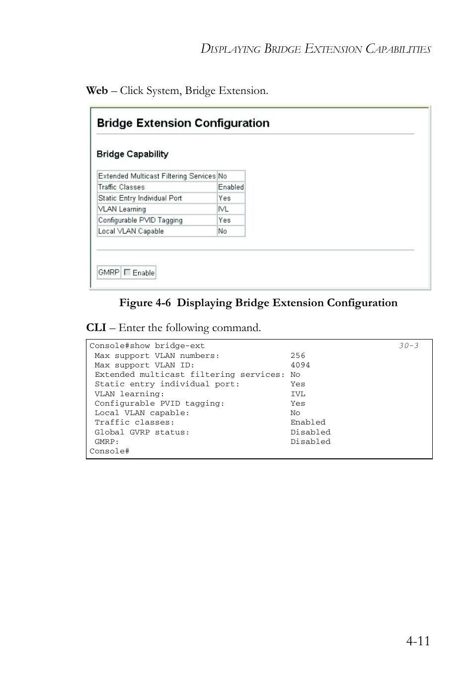 Figure 4-6, Displaying bridge extension configuration -11 | SMC Networks SMC TigerAccess SMC7824M/FSW User Manual | Page 85 / 748