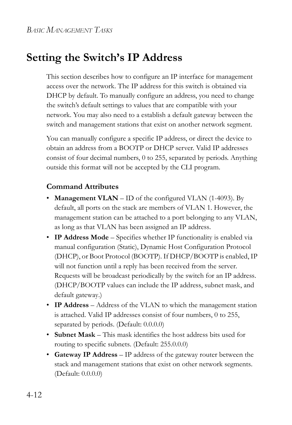 Setting the switch’s ip address, Setting the switch’s ip address -12 | SMC Networks SMC TigerAccess SMC7824M/FSW User Manual | Page 86 / 748