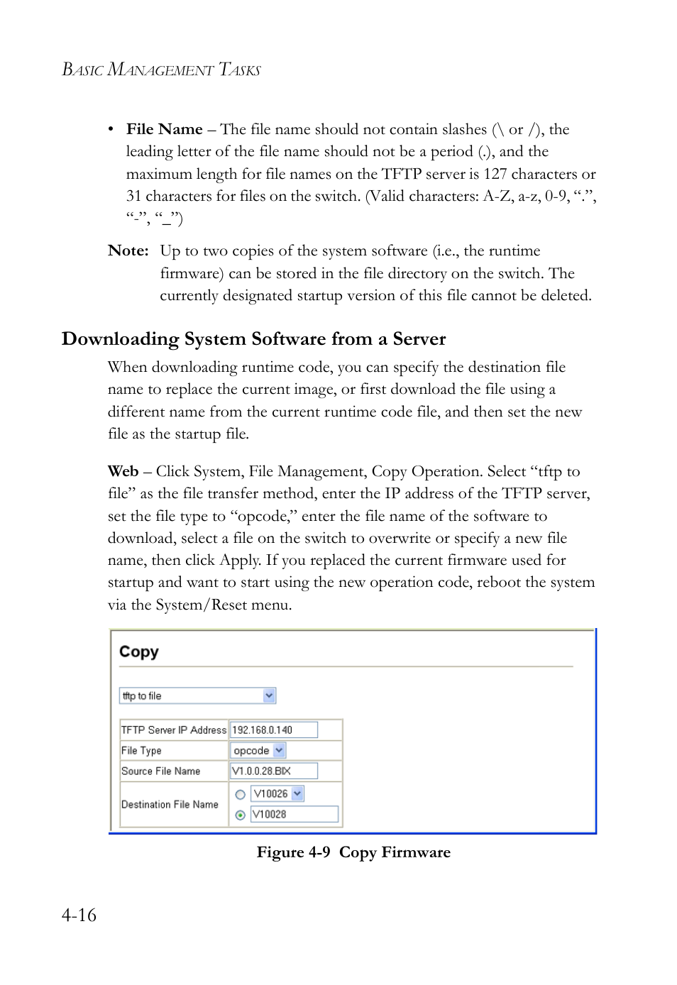 Downloading system software from a server, Downloading system software from a server -16, Figure 4-9 | Copy firmware -16 | SMC Networks SMC TigerAccess SMC7824M/FSW User Manual | Page 90 / 748