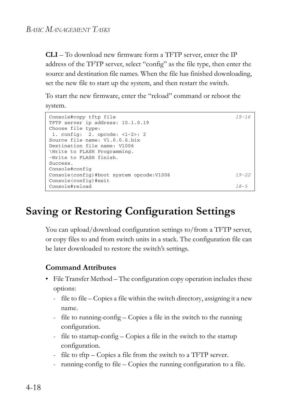 Saving or restoring configuration settings, Saving or restoring configuration settings -18, Command attributes | SMC Networks SMC TigerAccess SMC7824M/FSW User Manual | Page 92 / 748