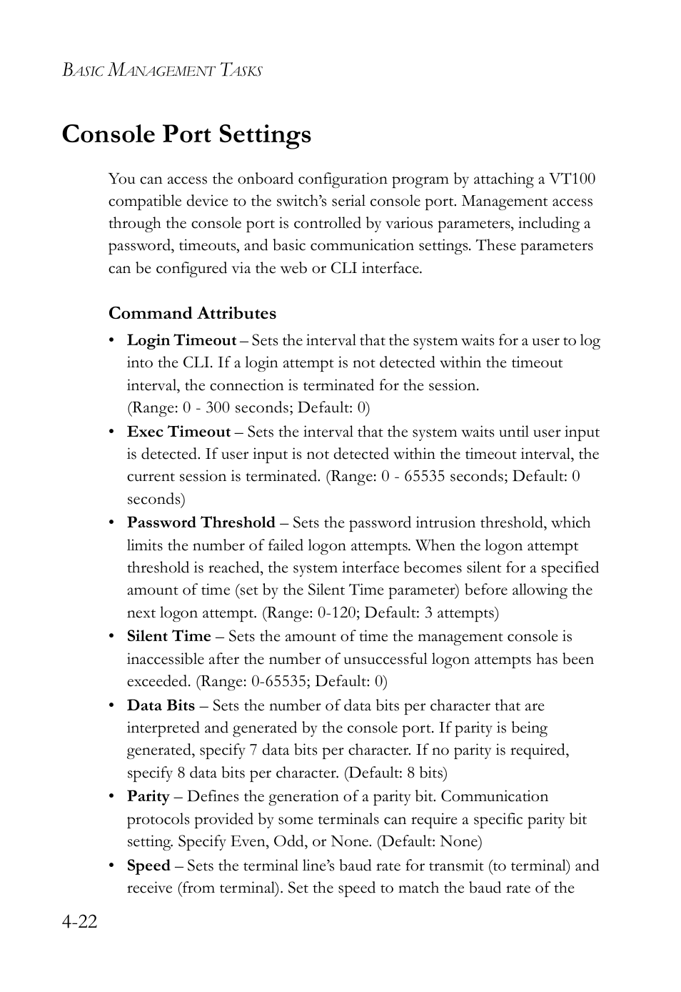 Console port settings, Console port settings -22 | SMC Networks SMC TigerAccess SMC7824M/FSW User Manual | Page 96 / 748